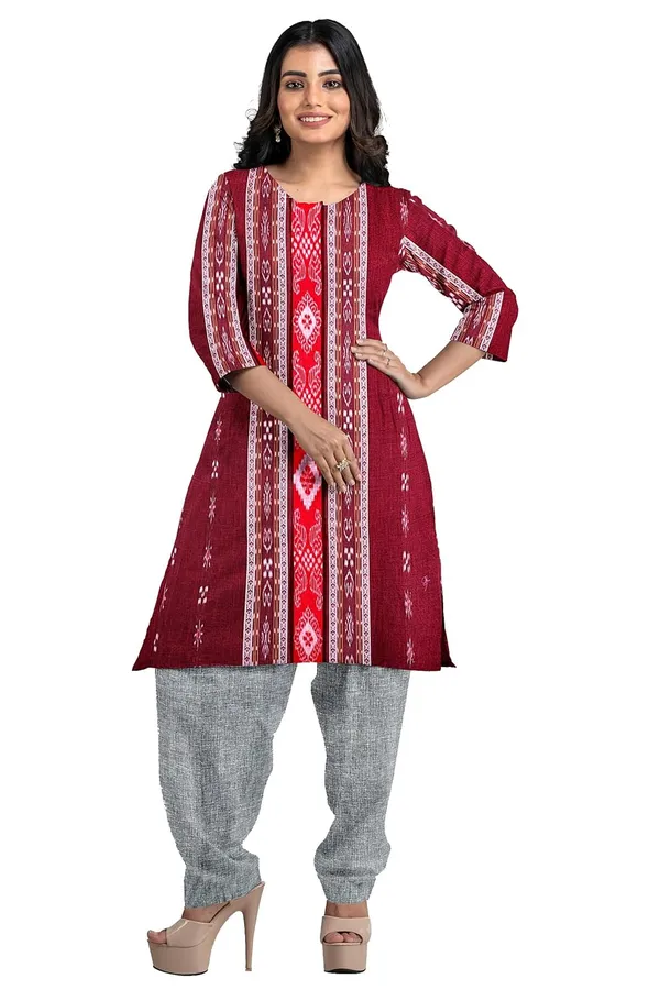 Multicolor_Pure_Cotton_Sambalpuri_Handloom_Dress_Material_With_Dupatta_Bottom_Wear_3_Piece_Set