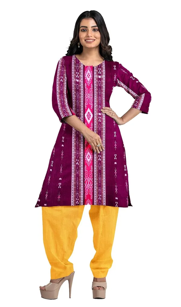 Multicolor_Pure_Cotton_Sambalpuri_Handloom_Dress_Material_With_Dupatta_Bottom_Wear_3_Piece_Set