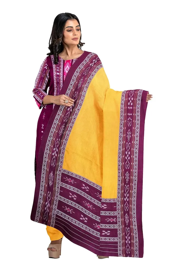 Multicolor_Pure_Cotton_Sambalpuri_Handloom_Dress_Material_With_Dupatta_Bottom_Wear_3_Piece_Set