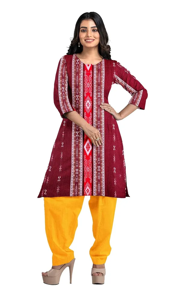 Multicolor_Pure_Cotton_Sambalpuri_Handloom_Dress_Material_With_Dupatta_Bottom_Wear_3_Piece_Set