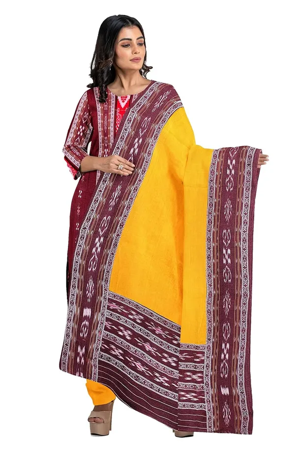 Multicolor_Pure_Cotton_Sambalpuri_Handloom_Dress_Material_With_Dupatta_Bottom_Wear_3_Piece_Set