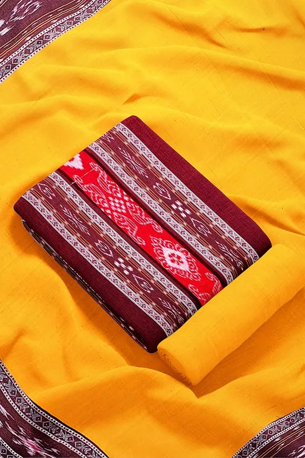 Multicolor_Pure_Cotton_Sambalpuri_Handloom_Dress_Material_With_Dupatta_Bottom_Wear_3_Piece_Set