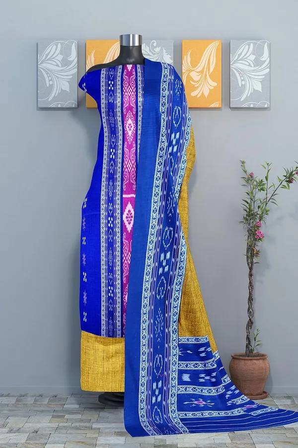 Multicolor_Pure_Cotton_Sambalpuri_Handloom_Dress_Material_With_Dupatta_Bottom_Wear_3_Piece_Set