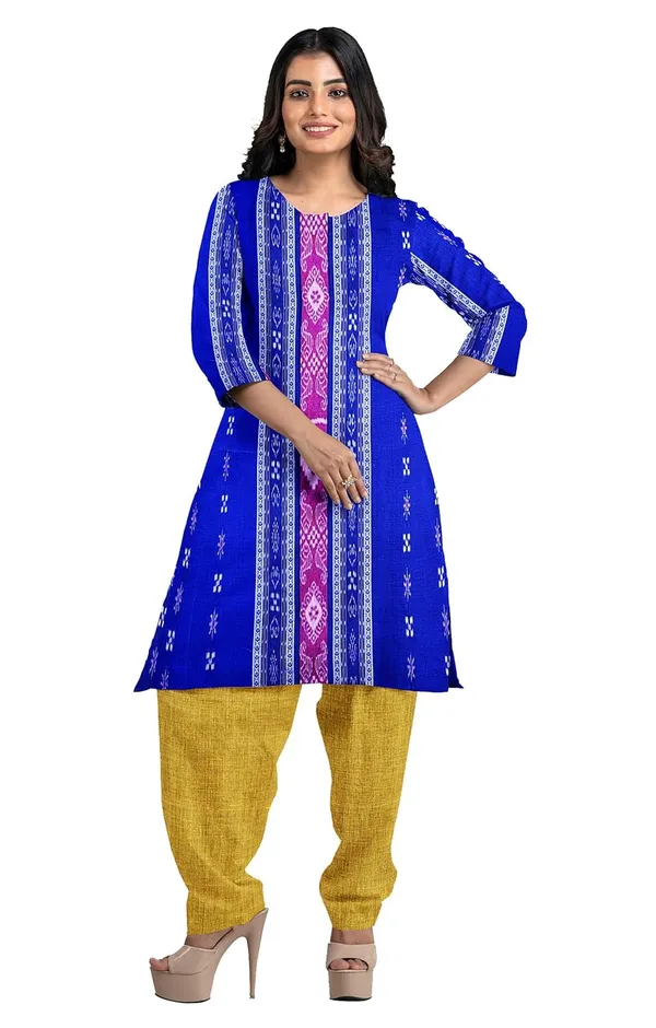 Multicolor_Pure_Cotton_Sambalpuri_Handloom_Dress_Material_With_Dupatta_Bottom_Wear_3_Piece_Set