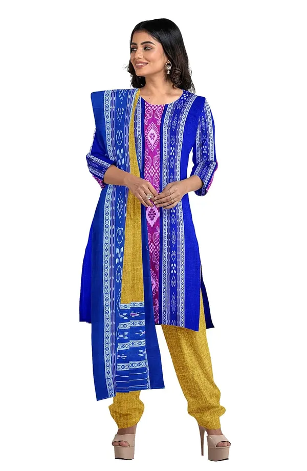 Multicolor_Pure_Cotton_Sambalpuri_Handloom_Dress_Material_With_Dupatta_Bottom_Wear_3_Piece_Set