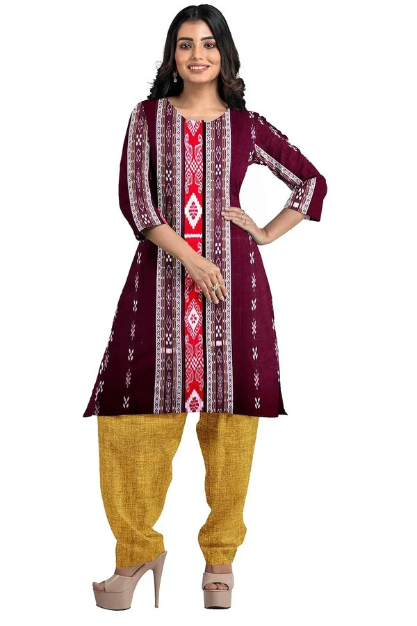 Multicolor_Pure_Cotton_Sambalpuri_Handloom_Dress_Material_With_Dupatta_Bottom_Wear_3_Piece_Set