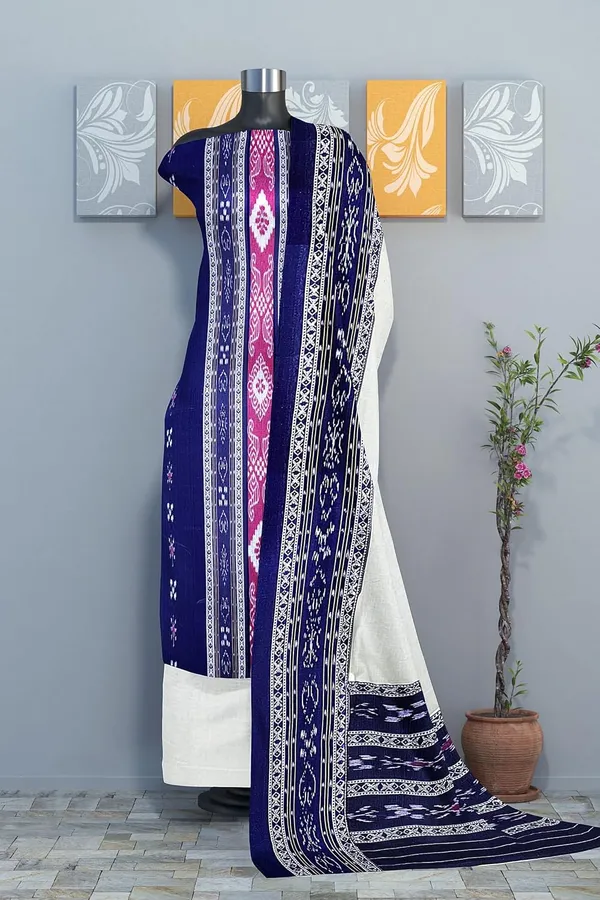 Multicolor_Pure_Cotton_Sambalpuri_Handloom_Dress_Material_With_Dupatta_Bottom_Wear_3_Piece_Set