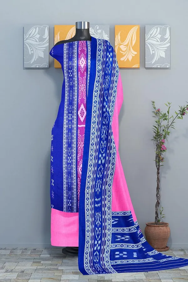 Multicolor_Pure_Cotton_Sambalpuri_Handloom_Dress_Material_With_Dupatta_Bottom_Wear_3_Piece_Set