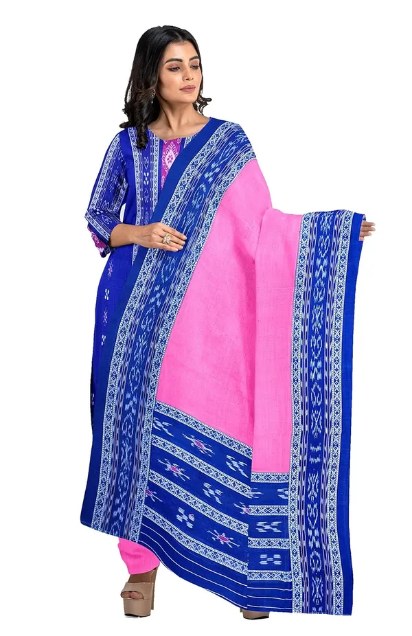 Multicolor_Pure_Cotton_Sambalpuri_Handloom_Dress_Material_With_Dupatta_Bottom_Wear_3_Piece_Set
