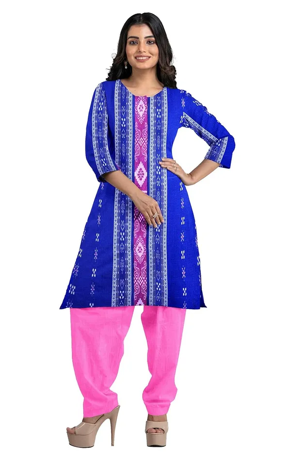 Multicolor_Pure_Cotton_Sambalpuri_Handloom_Dress_Material_With_Dupatta_Bottom_Wear_3_Piece_Set