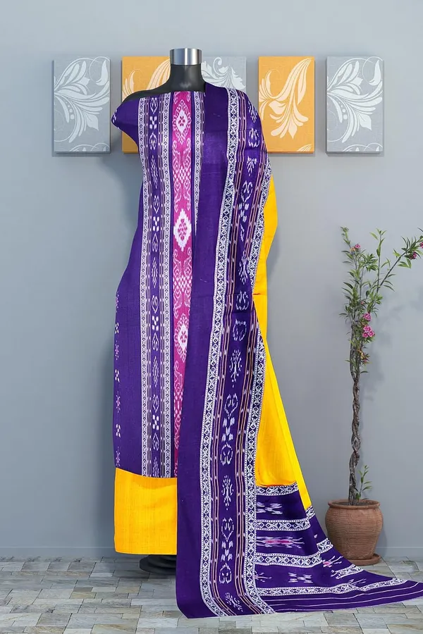 Multicolor_Pure_Cotton_Sambalpuri_Handloom_Dress_Material_With_Dupatta_Bottom_Wear_3_Piece_Set