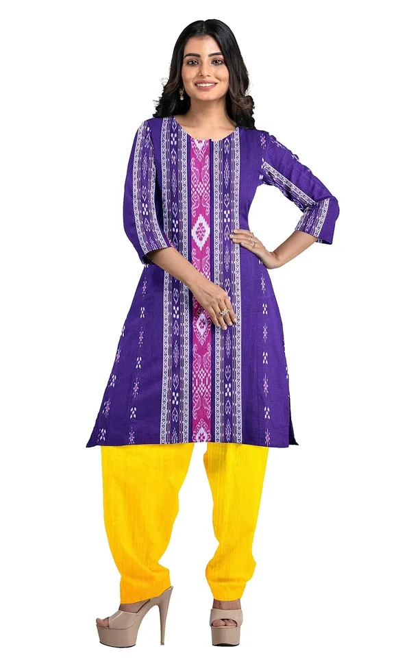 Multicolor_Pure_Cotton_Sambalpuri_Handloom_Dress_Material_With_Dupatta_Bottom_Wear_3_Piece_Set
