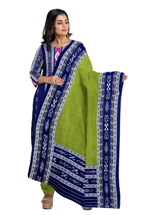 Multicolor_Pure_Cotton_Sambalpuri_Handloom_Dress_Material_With_Dupatta_Bottom_Wear_3_Piece_Set