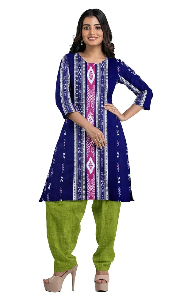 Multicolor_Pure_Cotton_Sambalpuri_Handloom_Dress_Material_With_Dupatta_Bottom_Wear_3_Piece_Set