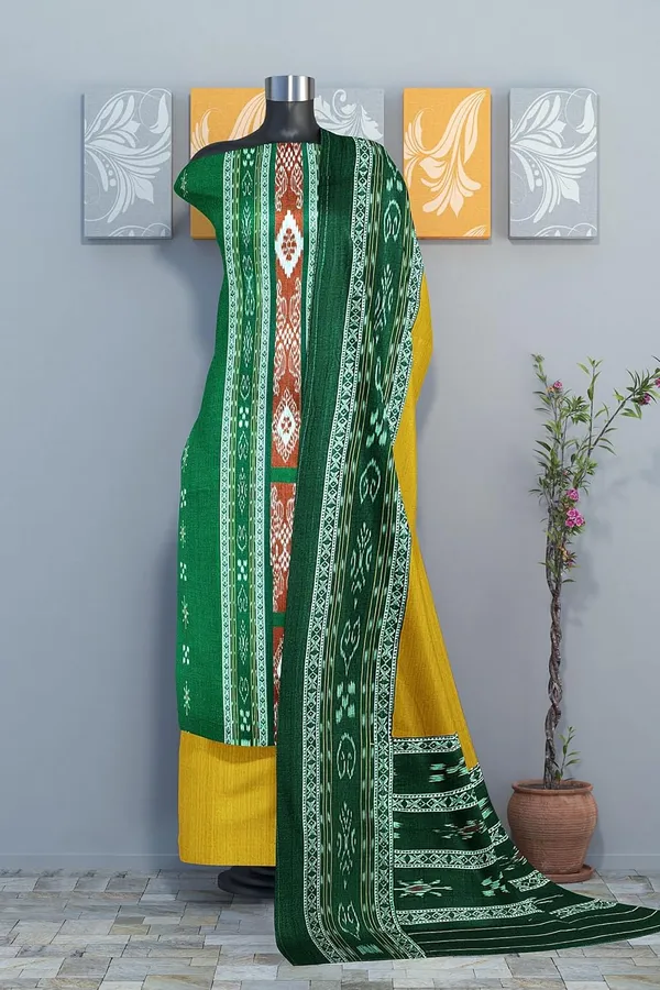 Multicolor_Pure_Cotton_Sambalpuri_Handloom_Dress_Material_With_Dupatta_Bottom_Wear_3_Piece_Set