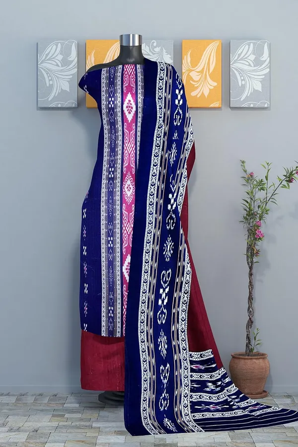 Multicolor_Pure_Cotton_Sambalpuri_Handloom_Dress_Material_With_Dupatta_Bottom_Wear_3_Piece_Set