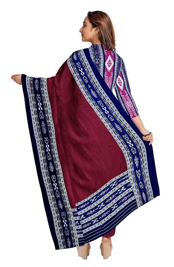 Multicolor_Pure_Cotton_Sambalpuri_Handloom_Dress_Material_With_Dupatta_Bottom_Wear_3_Piece_Set