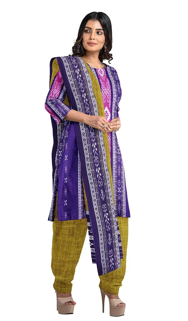 Multicolor_Pure_Cotton_Sambalpuri_Handloom_Dress_Material_With_Dupatta_Bottom_Wear_3_Piece_Set