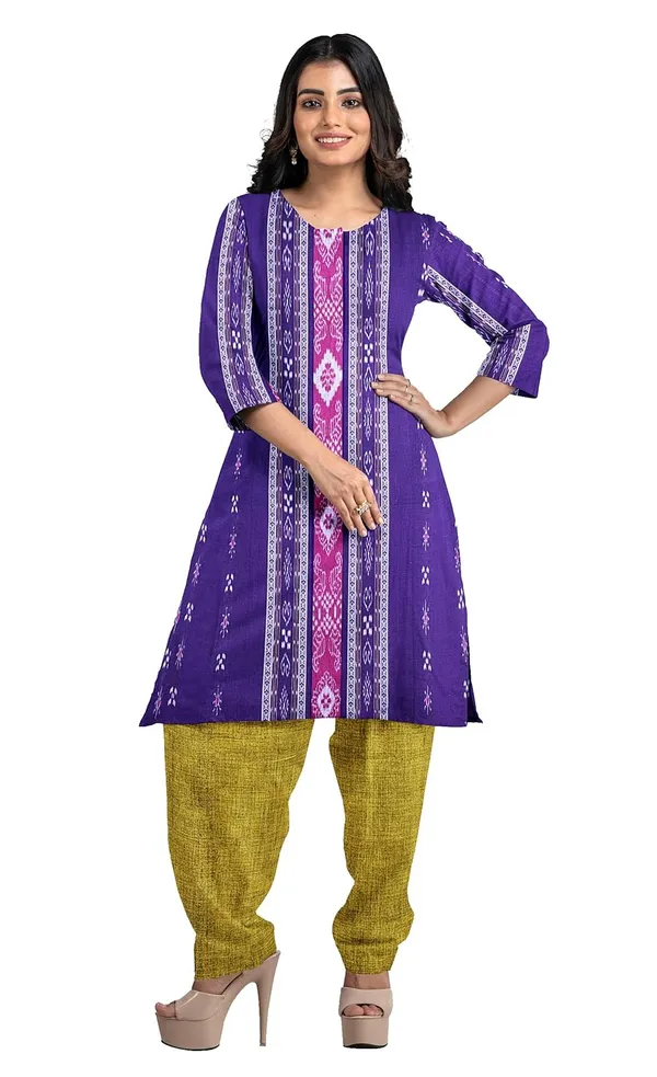 Multicolor_Pure_Cotton_Sambalpuri_Handloom_Dress_Material_With_Dupatta_Bottom_Wear_3_Piece_Set