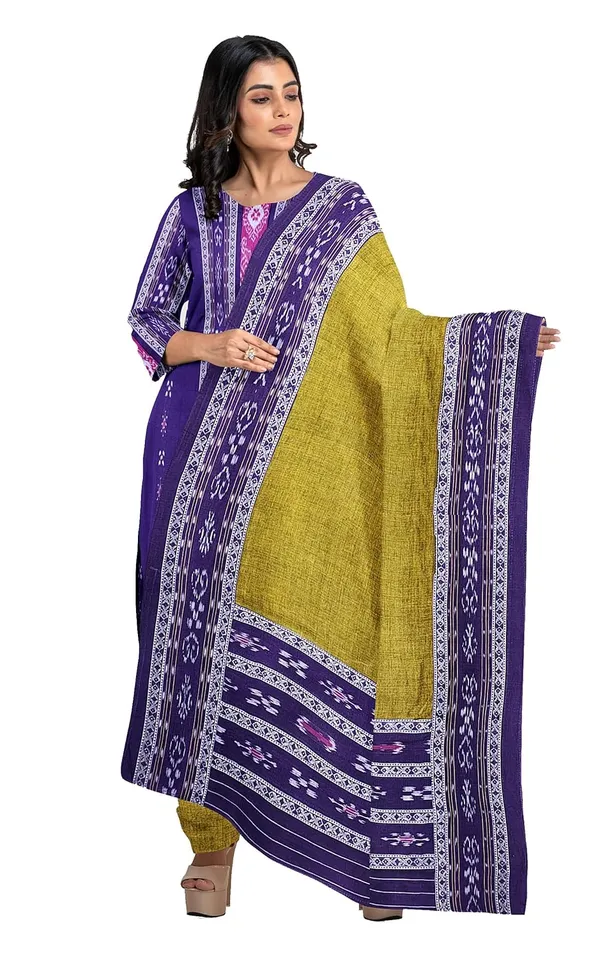Multicolor_Pure_Cotton_Sambalpuri_Handloom_Dress_Material_With_Dupatta_Bottom_Wear_3_Piece_Set
