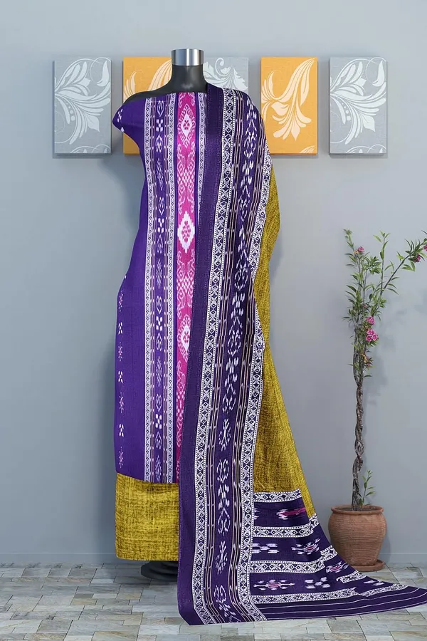 Multicolor_Pure_Cotton_Sambalpuri_Handloom_Dress_Material_With_Dupatta_Bottom_Wear_3_Piece_Set