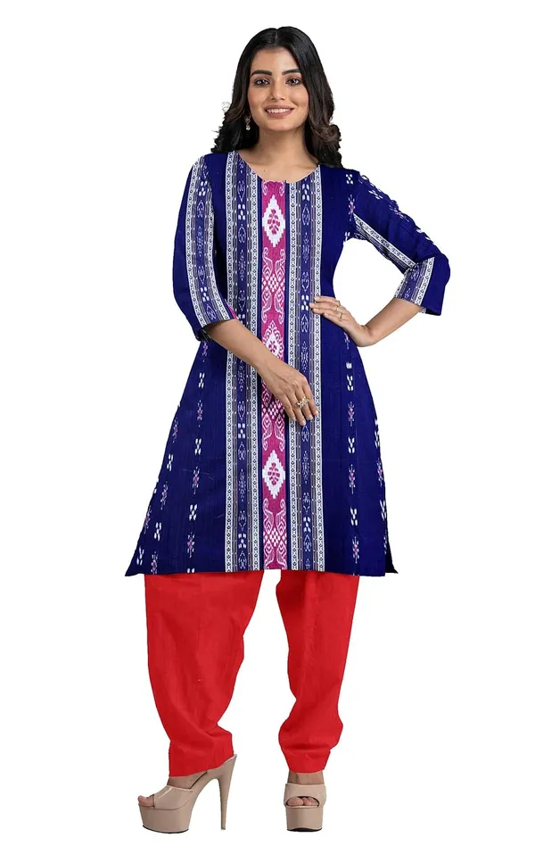 Multicolor_Pure_Cotton_Sambalpuri_Handloom_Dress_Material_With_Dupatta_Bottom_Wear_3_Piece_Set