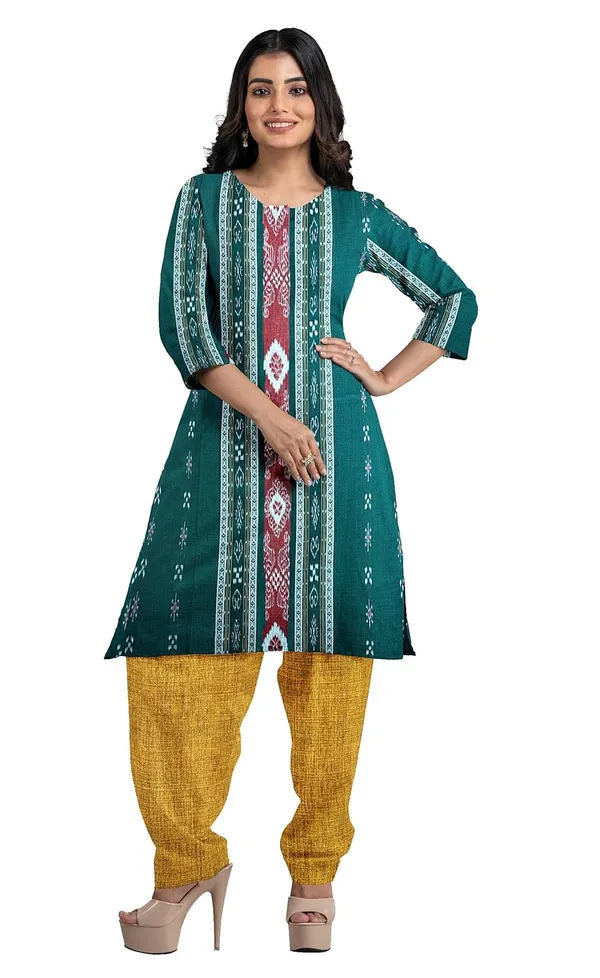 Multicolor_Pure_Cotton_Sambalpuri_Handloom_Dress_Material_With_Dupatta_Bottom_Wear_3_Piece_Set