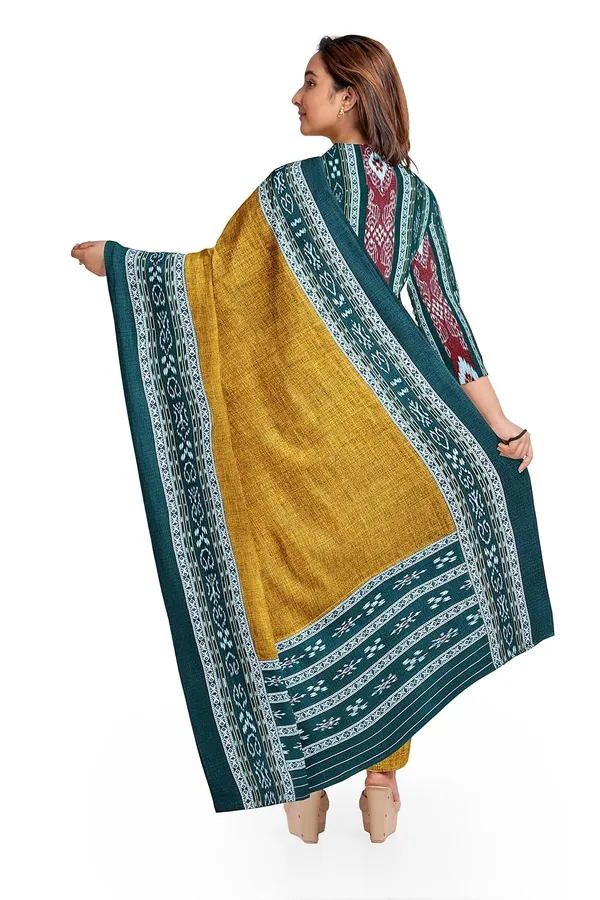 Multicolor_Pure_Cotton_Sambalpuri_Handloom_Dress_Material_With_Dupatta_Bottom_Wear_3_Piece_Set