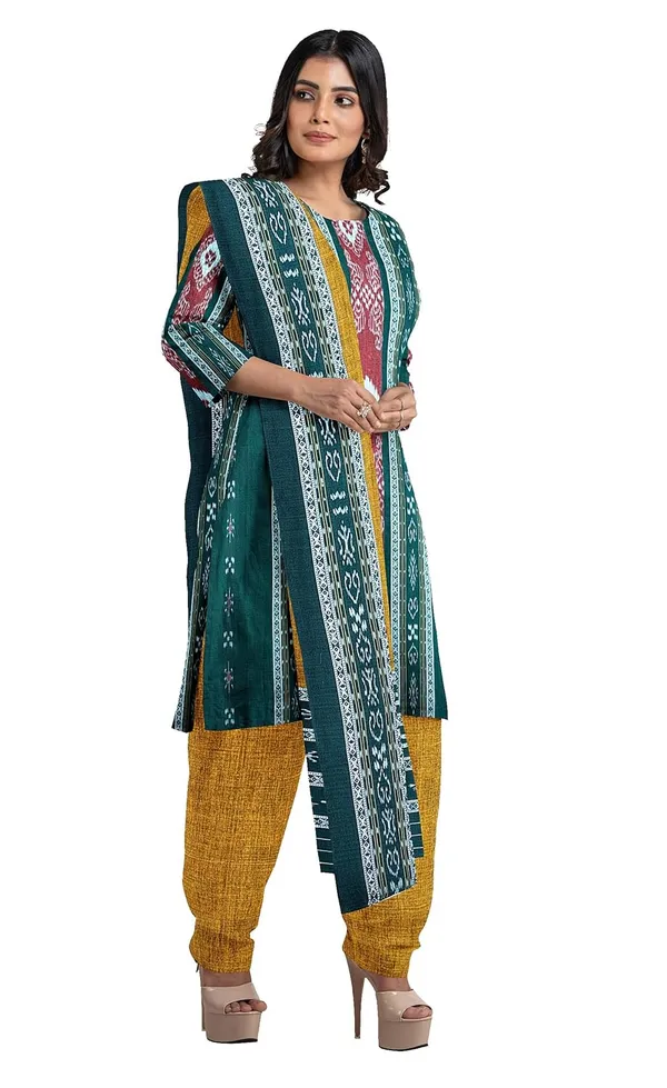 Multicolor_Pure_Cotton_Sambalpuri_Handloom_Dress_Material_With_Dupatta_Bottom_Wear_3_Piece_Set