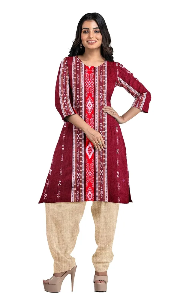 Multicolor_Pure_Cotton_Sambalpuri_Handloom_Dress_Material_With_Dupatta_Bottom_Wear_3_Piece_Set