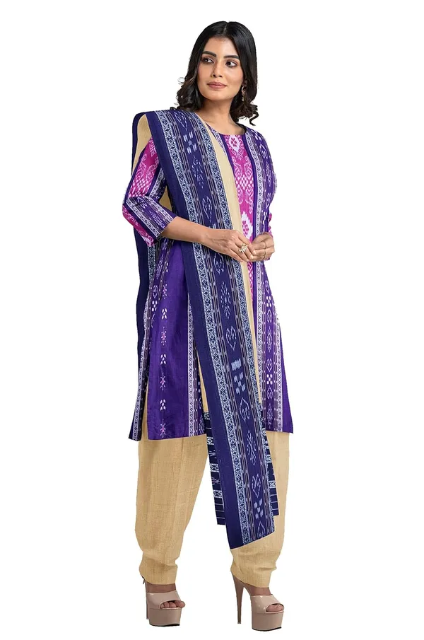 Multicolor_Pure_Cotton_Sambalpuri_Handloom_Dress_Material_With_Dupatta_Bottom_Wear_3_Piece_Set