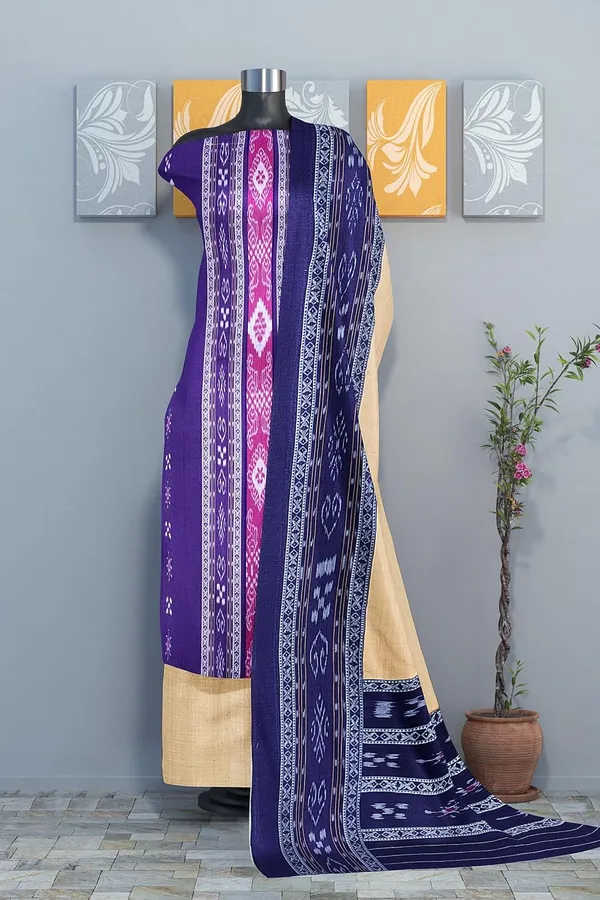 Multicolor_Pure_Cotton_Sambalpuri_Handloom_Dress_Material_With_Dupatta_Bottom_Wear_3_Piece_Set