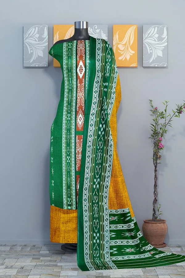 Multicolor_Pure_Cotton_Sambalpuri_Handloom_Dress_Material_With_Dupatta_Bottom_Wear_3_Piece_Set