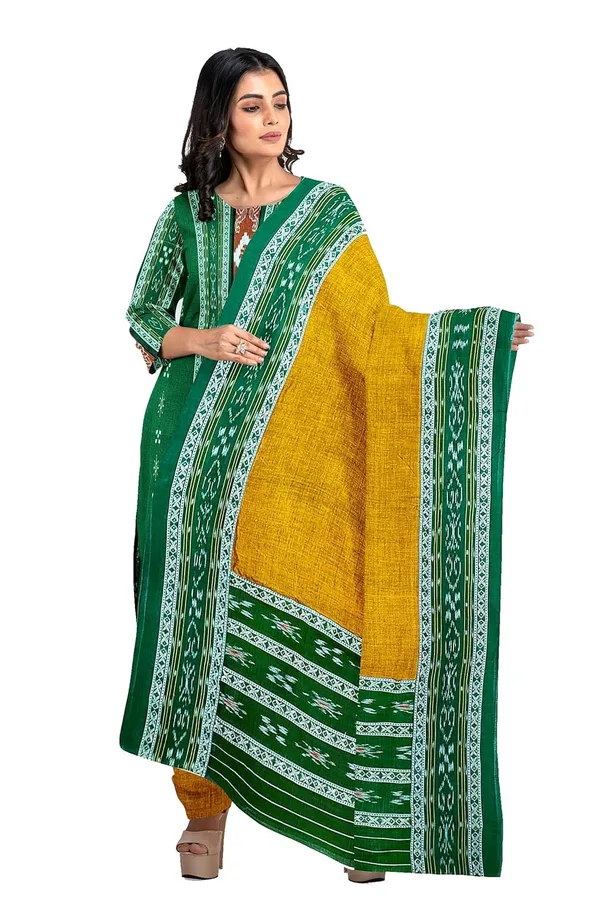 Multicolor_Pure_Cotton_Sambalpuri_Handloom_Dress_Material_With_Dupatta_Bottom_Wear_3_Piece_Set