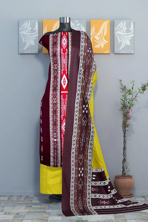 Multicolor_Pure_Cotton_Sambalpuri_Handloom_Dress_Material_With_Dupatta_Bottom_Wear_3_Piece_Set