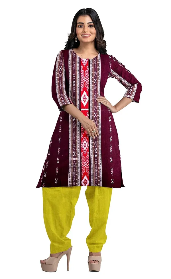 Multicolor_Pure_Cotton_Sambalpuri_Handloom_Dress_Material_With_Dupatta_Bottom_Wear_3_Piece_Set