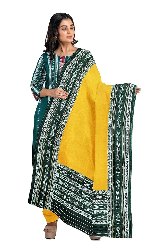 Multicolor_Pure_Cotton_Sambalpuri_Handloom_Dress_Material_With_Dupatta_Bottom_Wear_3_Piece_Set
