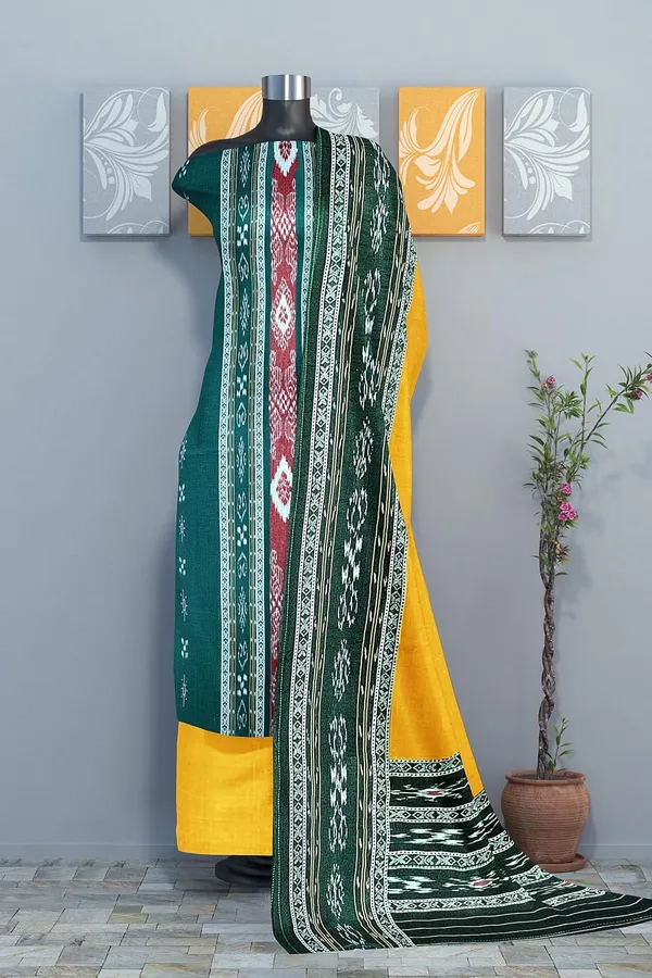 Multicolor_Pure_Cotton_Sambalpuri_Handloom_Dress_Material_With_Dupatta_Bottom_Wear_3_Piece_Set
