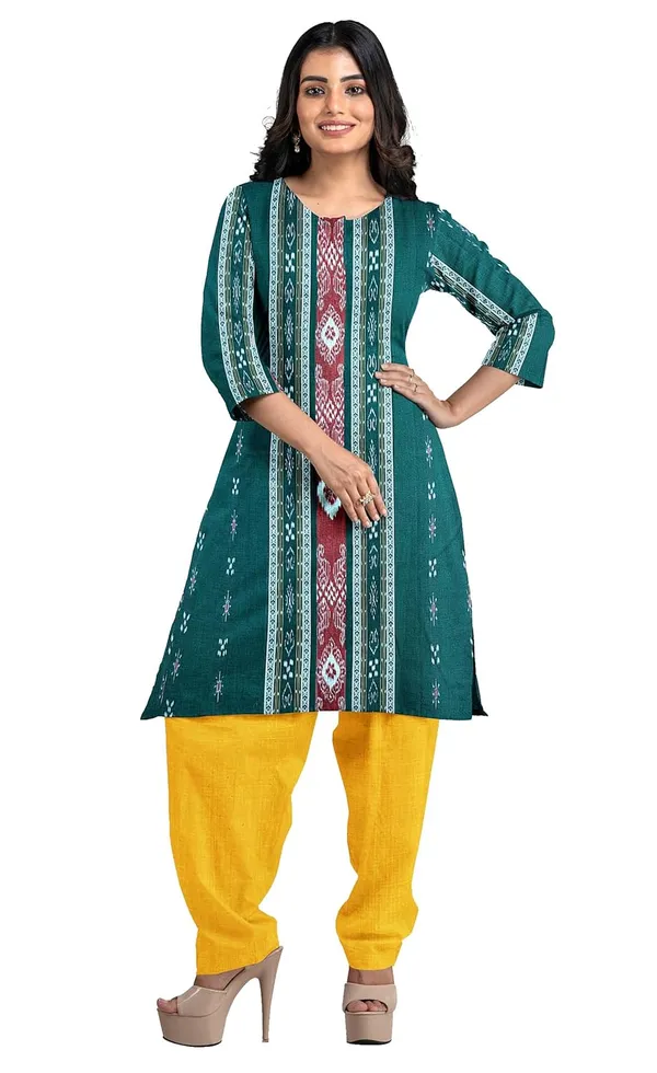 Multicolor_Pure_Cotton_Sambalpuri_Handloom_Dress_Material_With_Dupatta_Bottom_Wear_3_Piece_Set