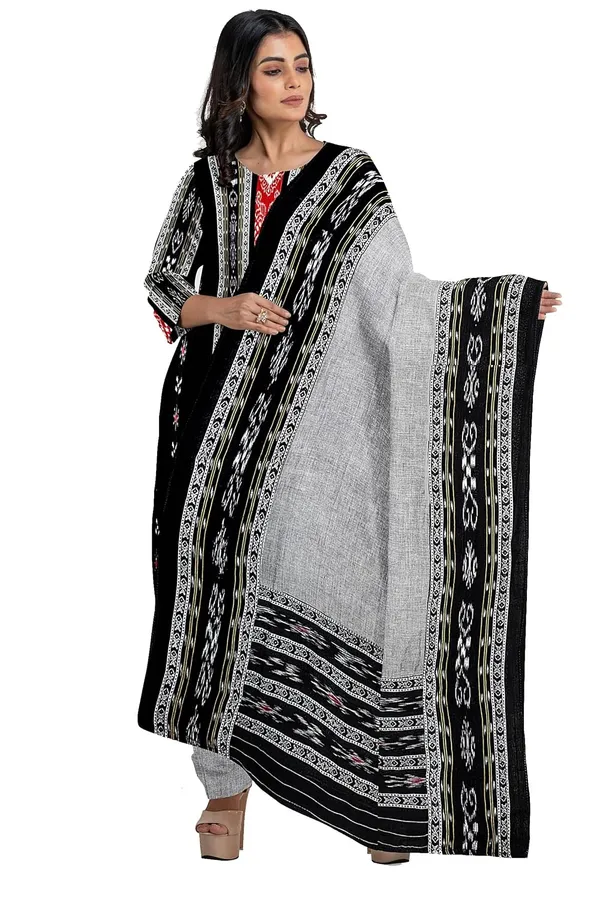 Multicolor_Pure_Cotton_Sambalpuri_Handloom_Dress_Material_With_Dupatta_Bottom_Wear_3_Piece_Set