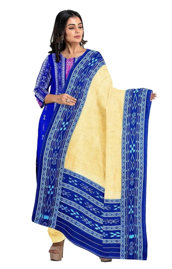 Multicolor_Pure_Cotton_Sambalpuri_Handloom_Dress_Material_With_Dupatta_Bottom_Wear_3_Piece_Set