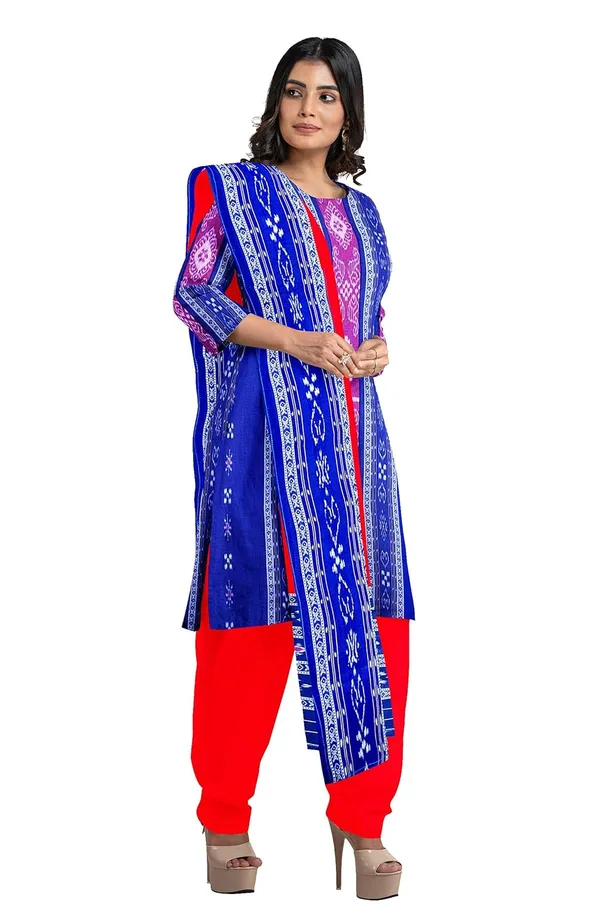 Multicolor_Pure_Cotton_Sambalpuri_Handloom_Dress_Material_With_Dupatta_Bottom_Wear_3_Piece_Set