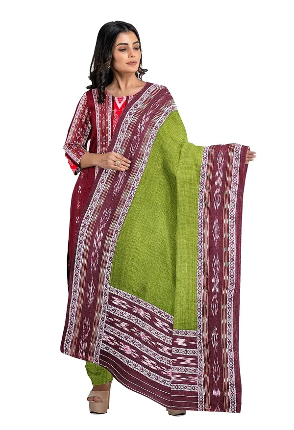 Multicolor_Pure_Cotton_Sambalpuri_Handloom_Dress_Material_With_Dupatta_Bottom_Wear_3_Piece_Set