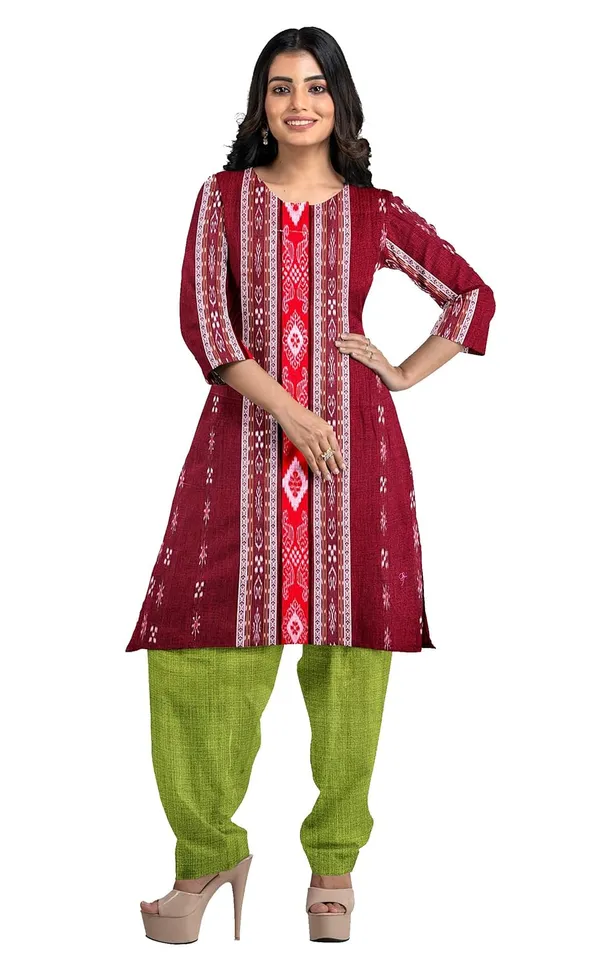 Multicolor_Pure_Cotton_Sambalpuri_Handloom_Dress_Material_With_Dupatta_Bottom_Wear_3_Piece_Set