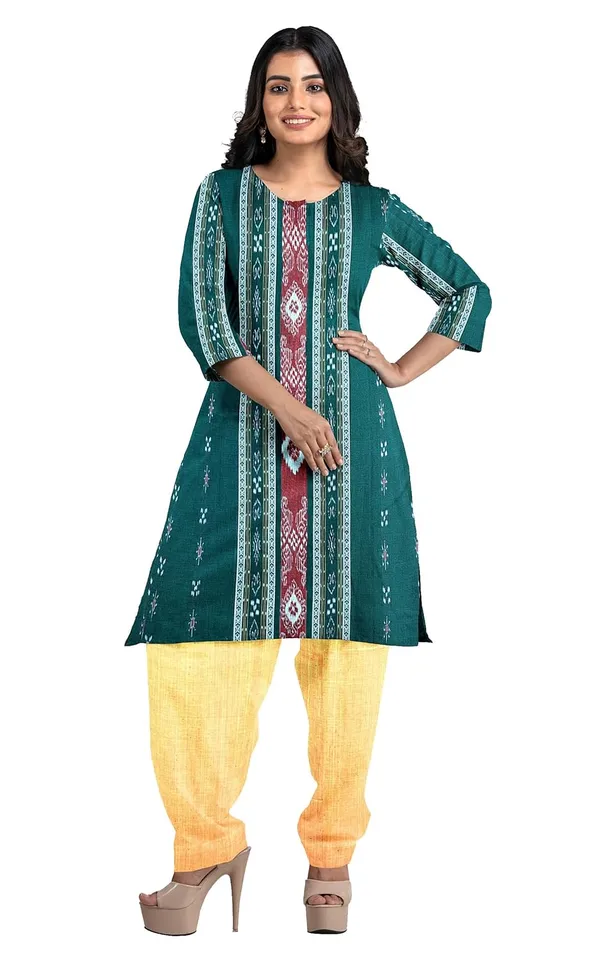 Multicolor_Pure_Cotton_Sambalpuri_Handloom_Dress_Material_With_Dupatta_Bottom_Wear_3_Piece_Set