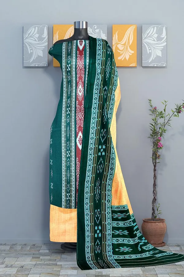 Multicolor_Pure_Cotton_Sambalpuri_Handloom_Dress_Material_With_Dupatta_Bottom_Wear_3_Piece_Set