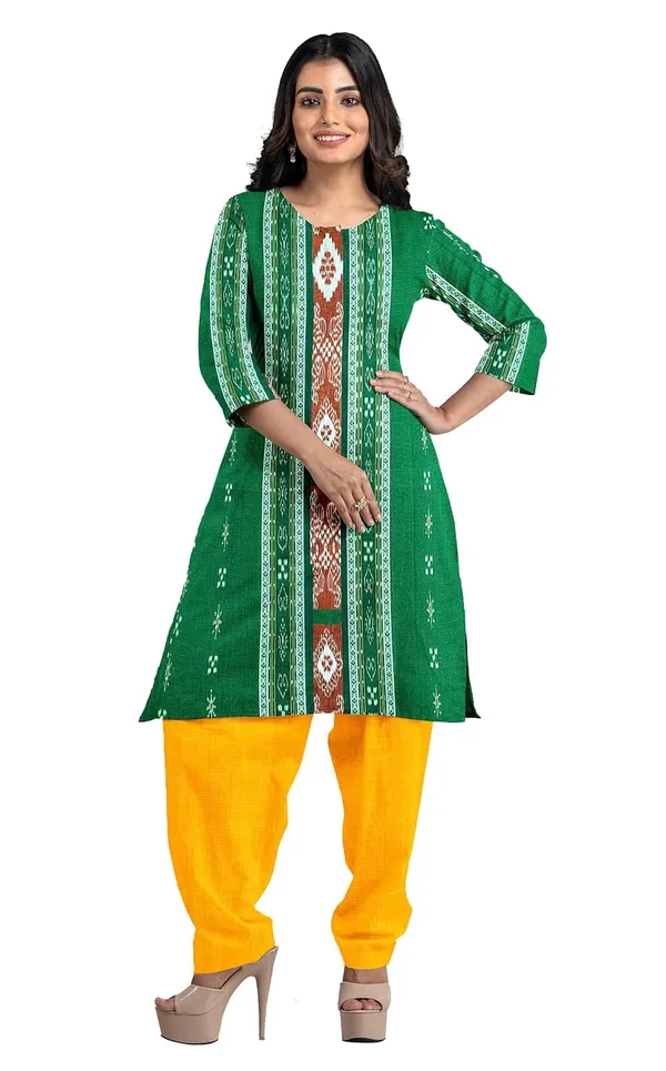 Multicolor_Pure_Cotton_Sambalpuri_Handloom_Dress_Material_With_Dupatta_Bottom_Wear_3_Piece_Set