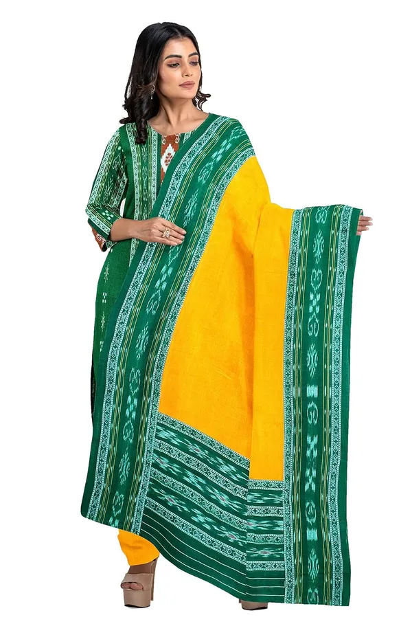 Multicolor_Pure_Cotton_Sambalpuri_Handloom_Dress_Material_With_Dupatta_Bottom_Wear_3_Piece_Set