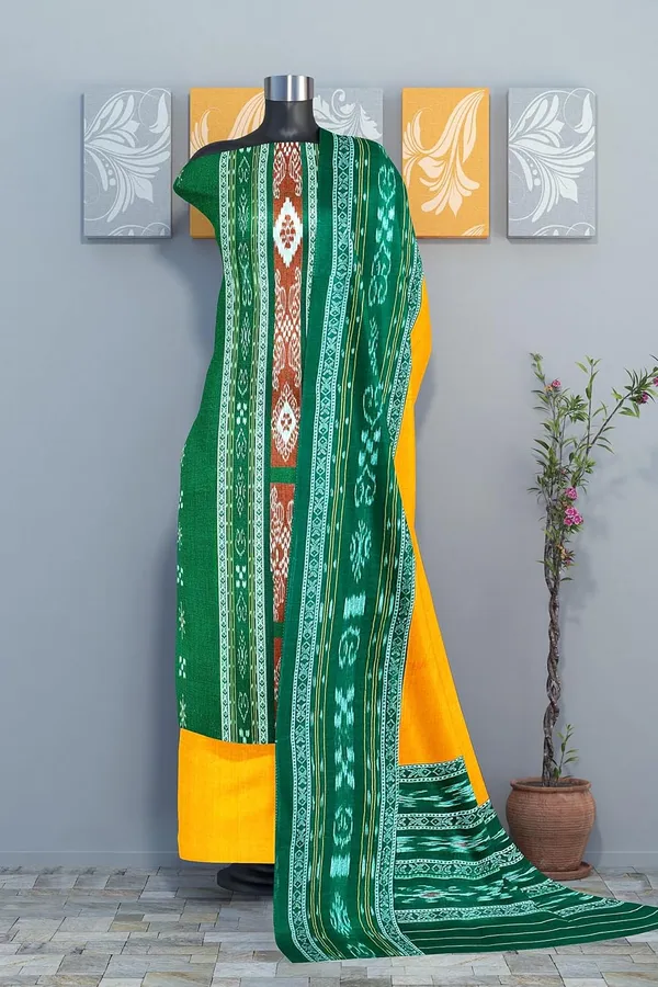 Multicolor_Pure_Cotton_Sambalpuri_Handloom_Dress_Material_With_Dupatta_Bottom_Wear_3_Piece_Set