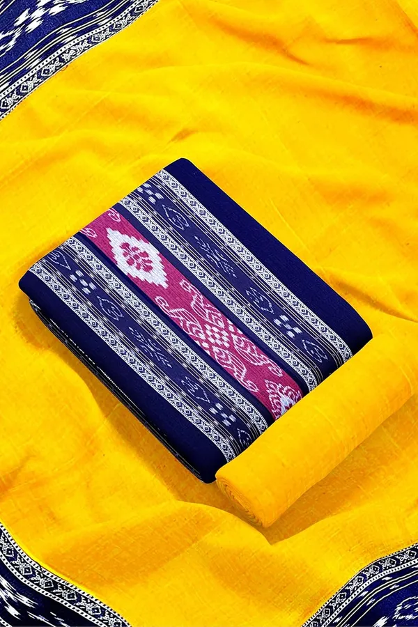Multicolor_Pure_Cotton_Sambalpuri_Handloom_Dress_Material_With_Dupatta_Bottom_Wear_3_Piece_Set